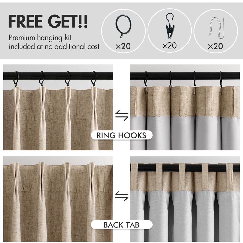 Linen Blackout curtains - Size 40x84